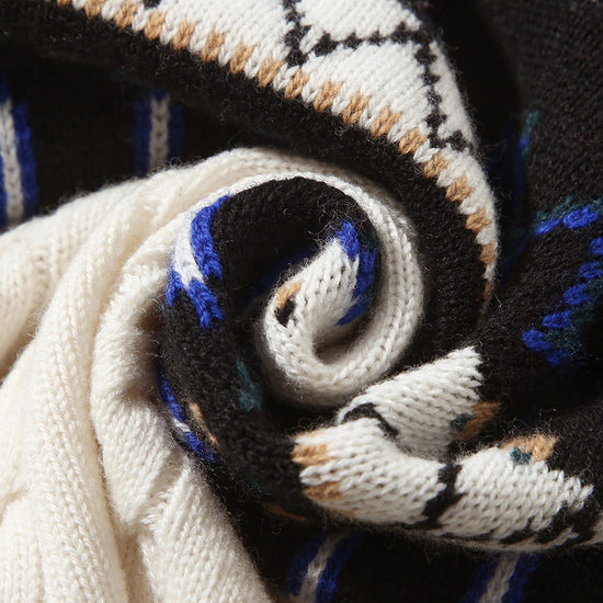 COMOBOCA 100% Wool Women's Nordic Pattern Cable Knit Sweater