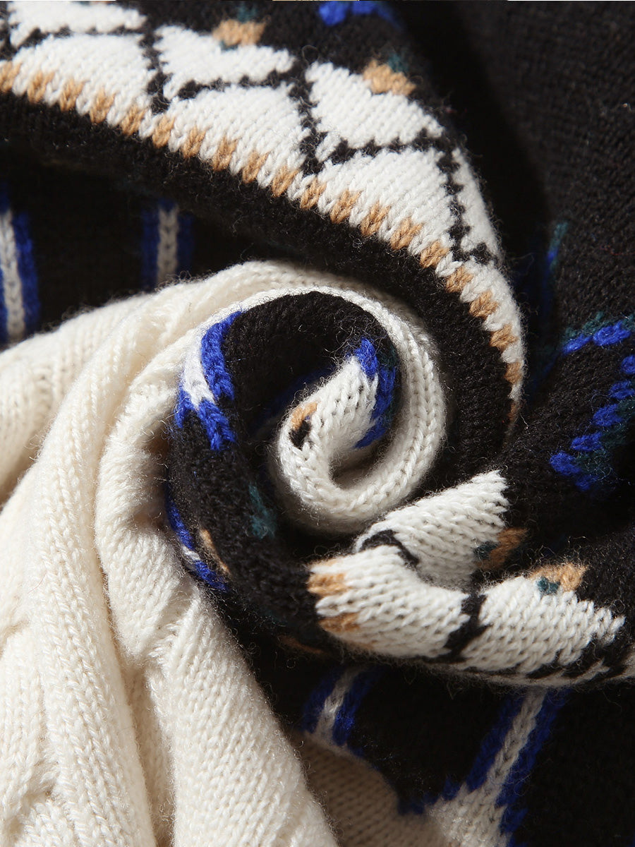 COMOBOCA 100% Wool Women's Nordic Pattern Cable Knit Sweater