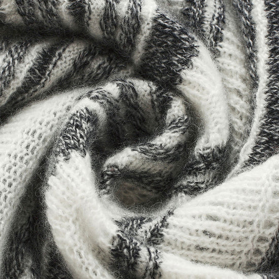 COMOBOCA 100% Cashmere Women's Striped Knit Round Neck Sweater