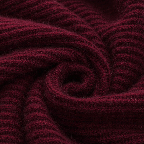 COMOBOCA 100% Cashmere Women's Ribbed Knit Hoodie