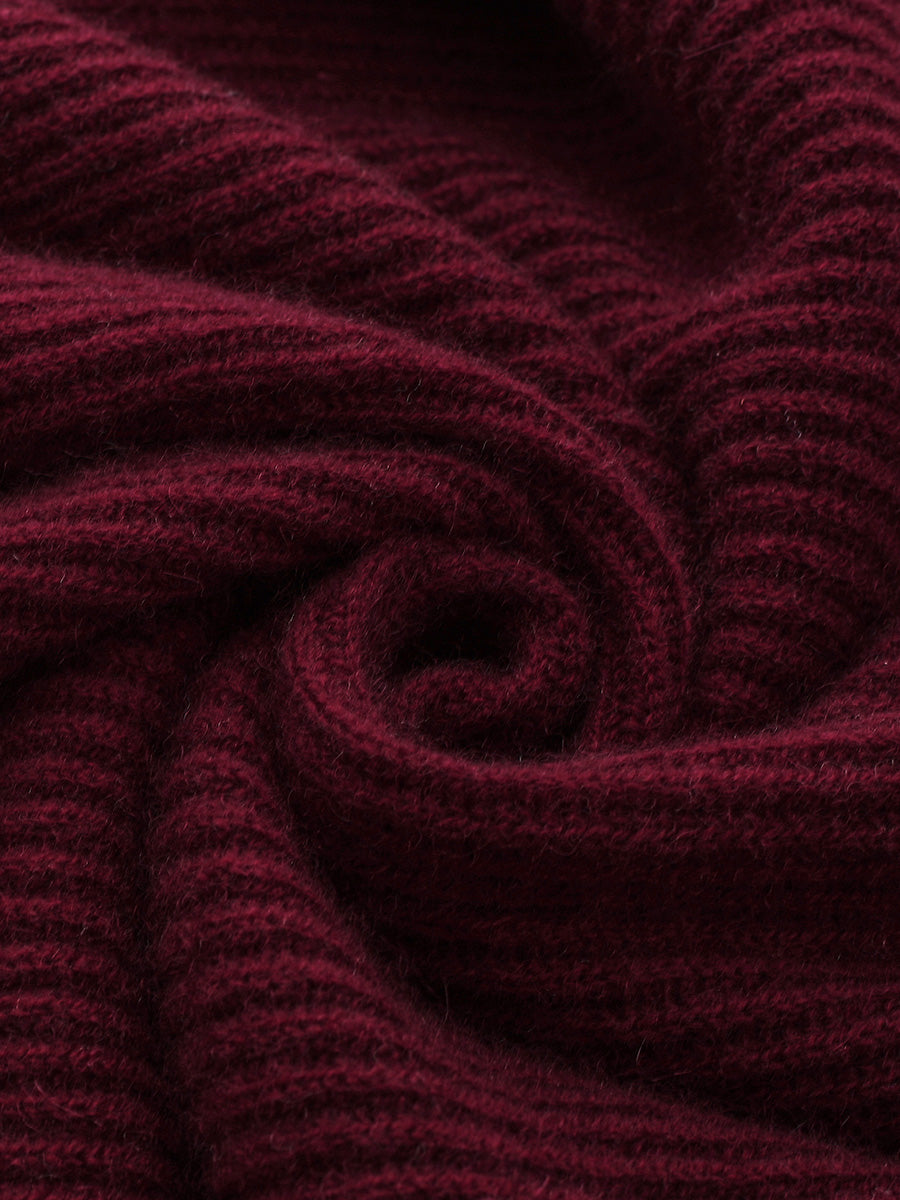 COMOBOCA 100% Cashmere Women's Ribbed Knit Hoodie