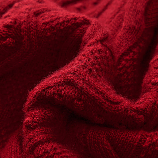 COMOBOCA 100% Wool Women's Vibrant Color Cable Knit Sweater