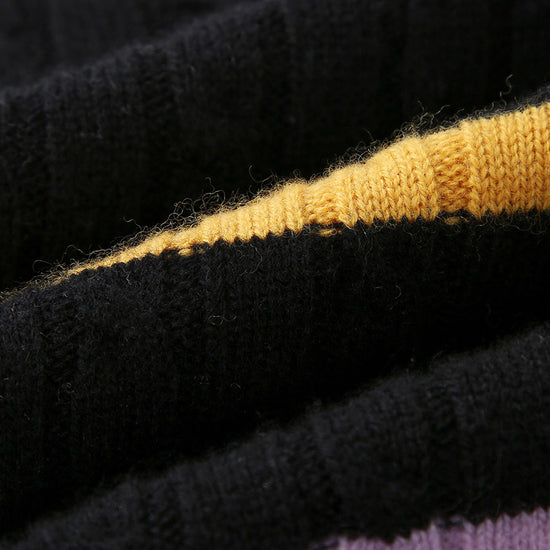 COMOBOCA 100% Wool Kids' Colorful Striped Knit Sweater