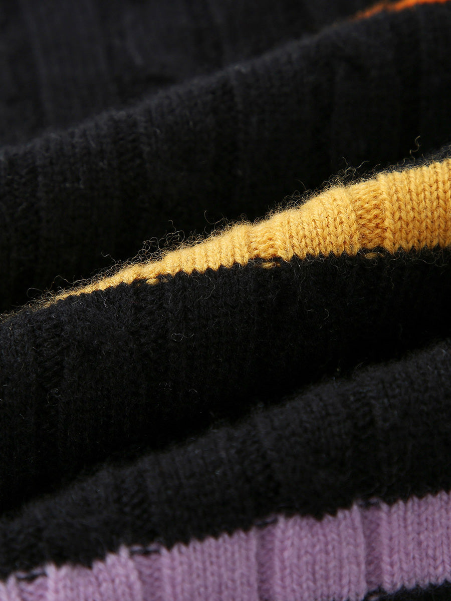 COMOBOCA 100% Wool Kids' Colorful Striped Knit Sweater