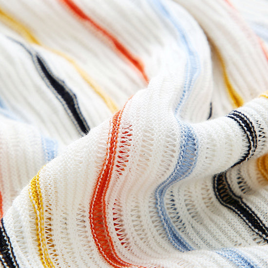 COMOBOCA Women's Colorful Striped Knit Sweater