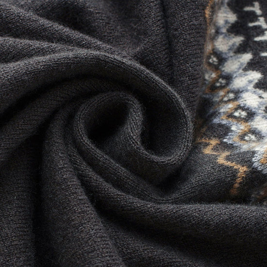 COMOBOCA 100% Wool Women's Fair Isle Zip Up Sweater