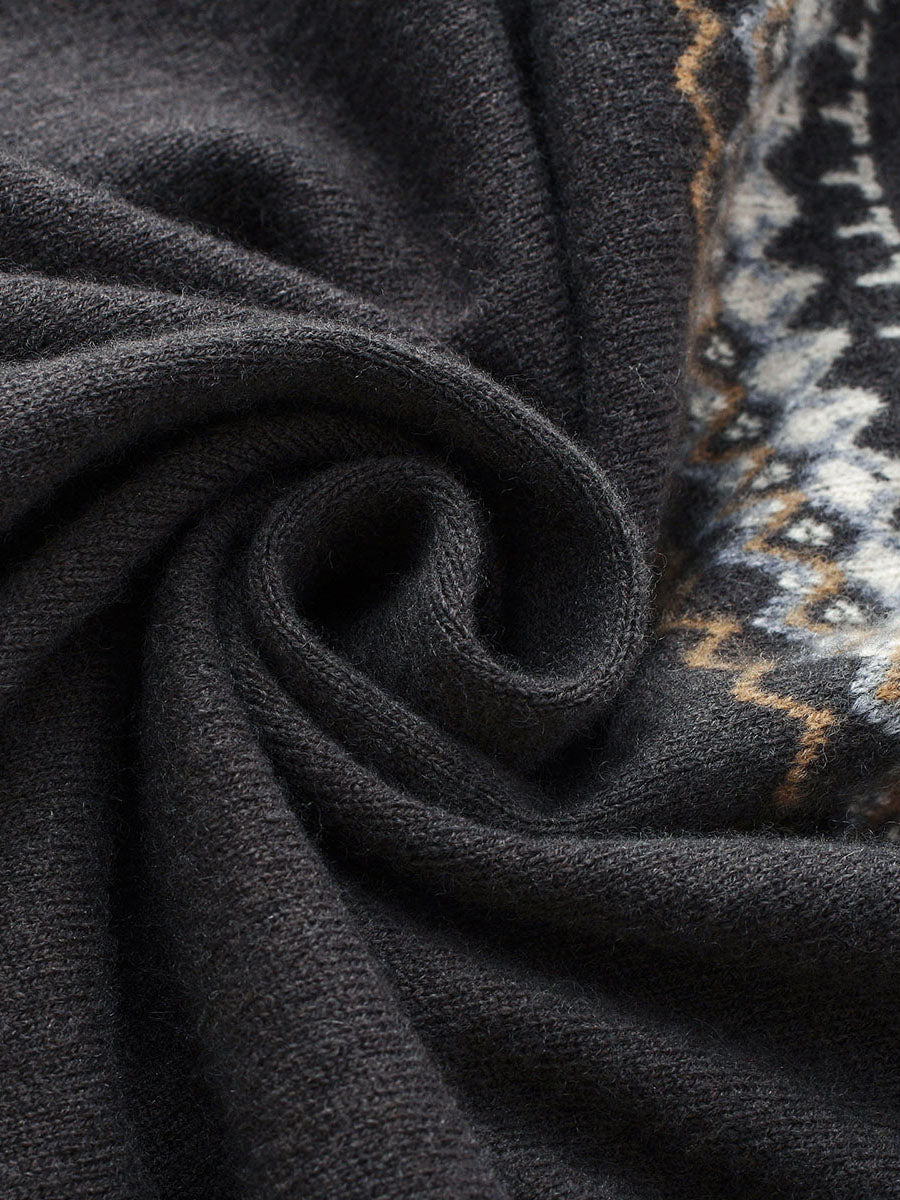 COMOBOCA 100% Wool Women's Fair Isle Zip Up Sweater