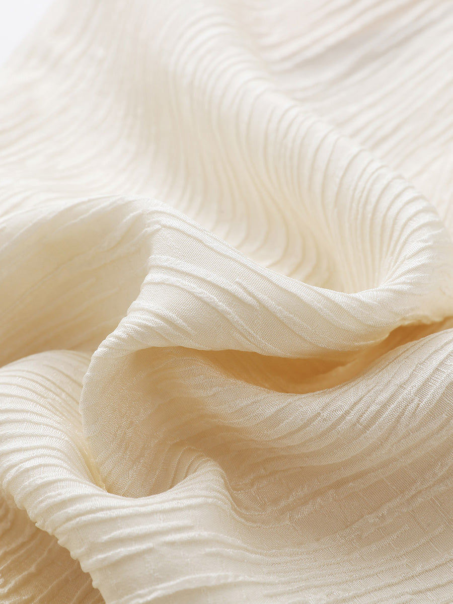 COMOBOCA Women's Elastic Waistband Crinkled Wide Leg Pants