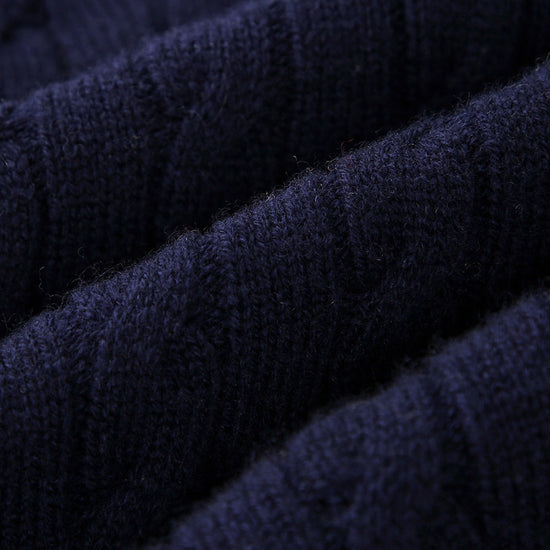 COMOBOCA 100% Wool Kids' Cable Knit Sweater with Color Block Detail