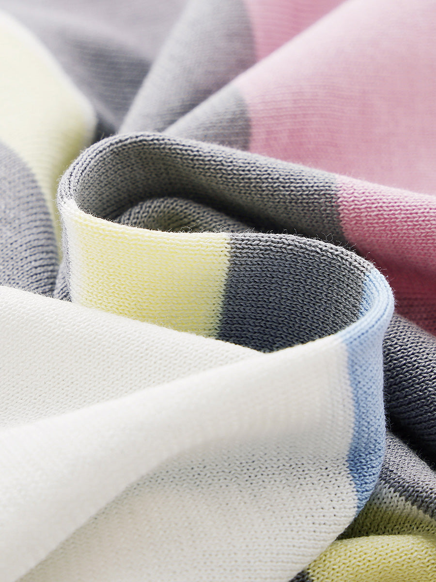 COMOBOCA Women's Farm Scene Striped Knit T-Shirt