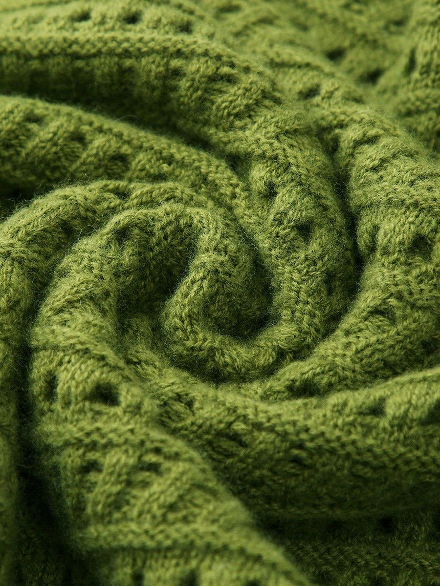 COMOBOCA 100% Wool Women's Soft Knit Lace Sweater