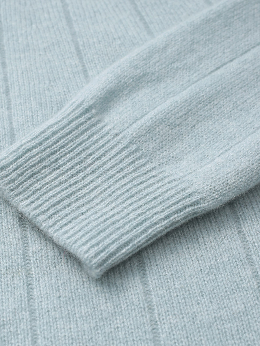 COMOBOCA 100% Cashmere Women's Ribbed Knit Pullover Sweater