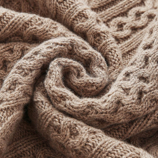 COMOBOCA 100% Wool Women's Cable Knit Button Cardigan