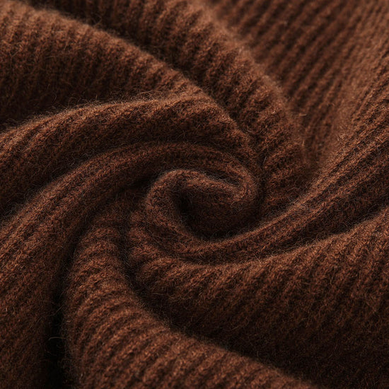 COMOBOCA 100% Cashmere Women's Round Neck Button Ribbed Knit Sweater