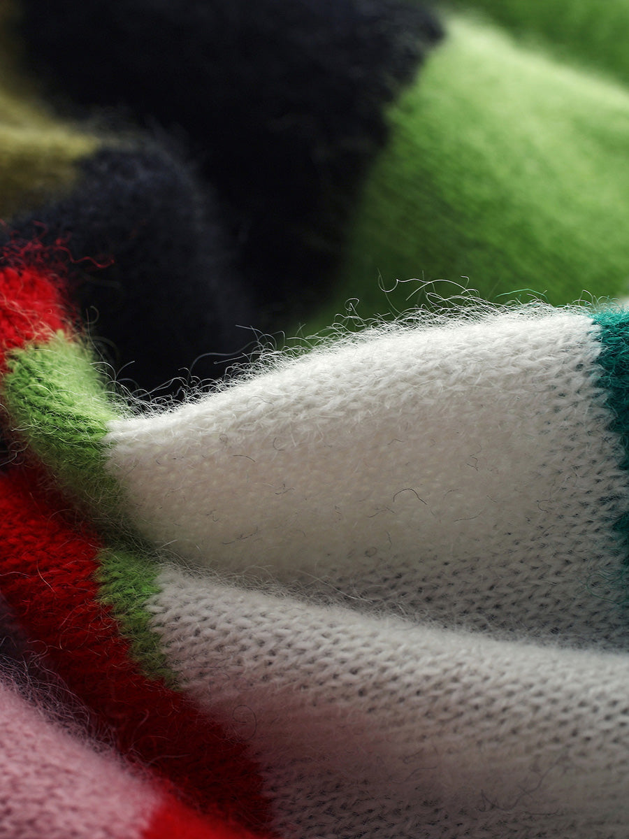 COMOBOCA 100% Cashmere Women's Abstract Pattern Round Neck Sweater