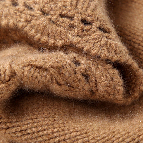 COMOBOCA 100% Cashmere Women's Crochet Trim Cable Knit Beanie