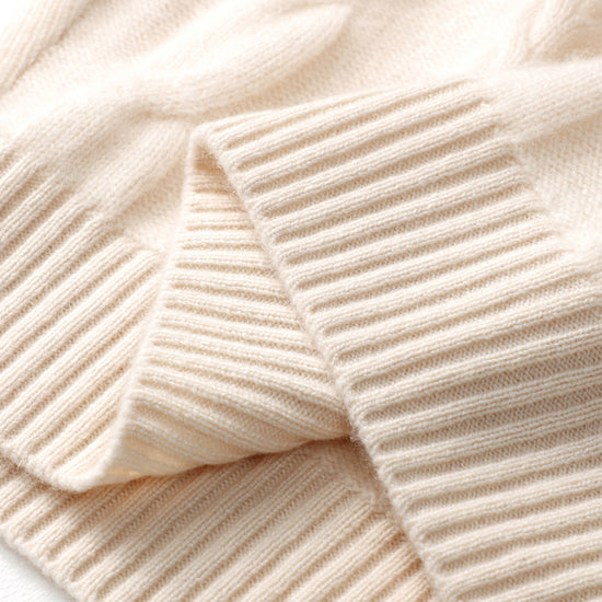 COMOBOCA 100% Cashmere Women's Turtleneck Cable Knit Sweater