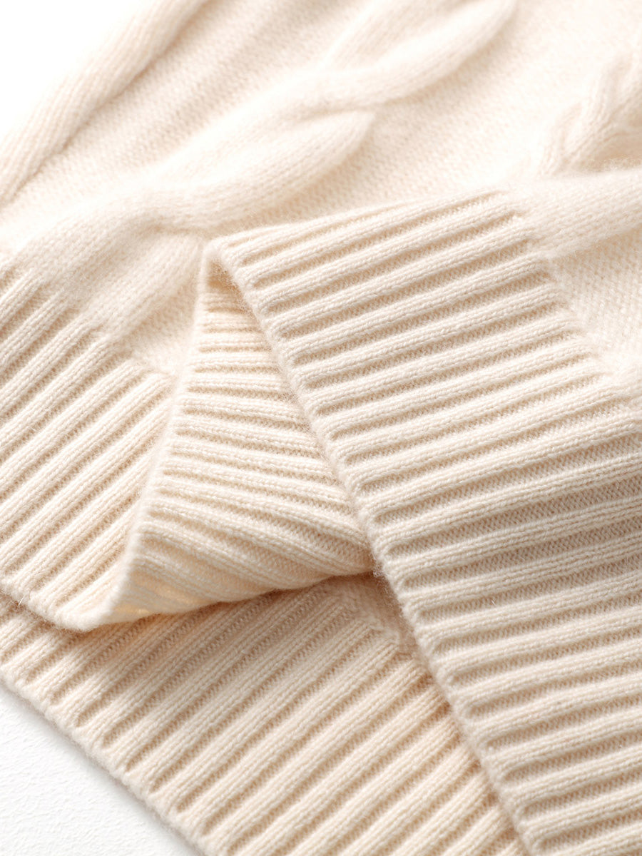 COMOBOCA 100% Cashmere Women's Turtleneck Cable Knit Sweater