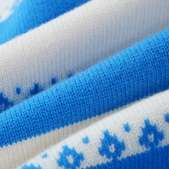 COMOBOCA 100% Wool Kids' Striped Nordic Pattern Knit Sweater