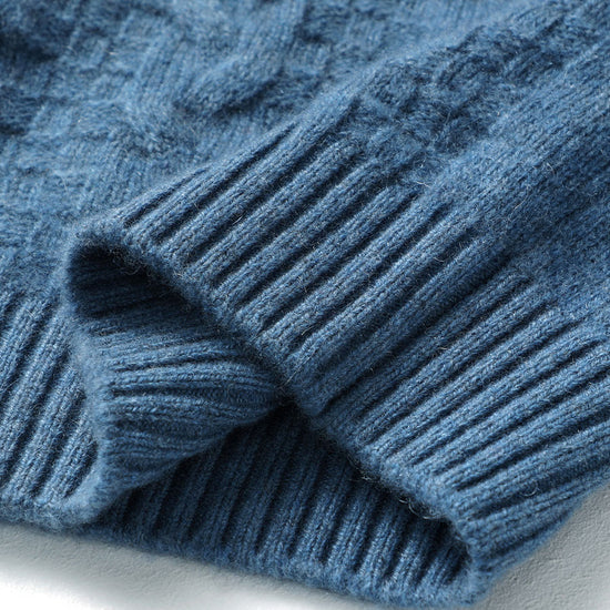 COMOBOCA 100% Cashmere Men's Ribbed Mock Neck Sweater