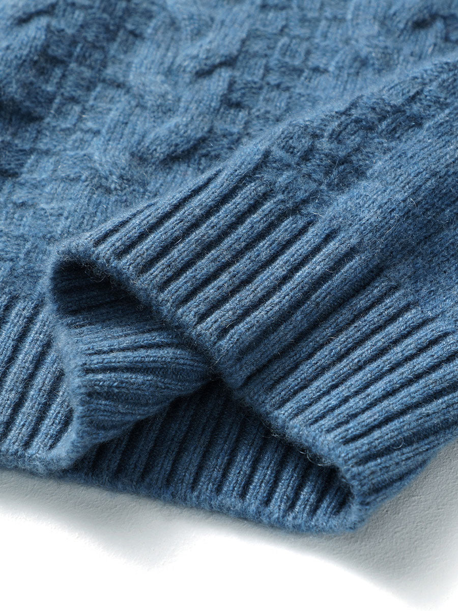 COMOBOCA 100% Cashmere Men's Ribbed Mock Neck Sweater