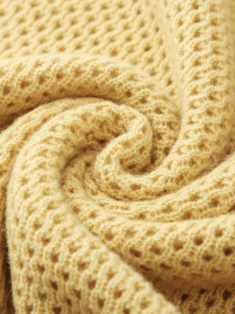 COMOBOCA 100% Wool Women's Embroidered Patch Knit Sweater