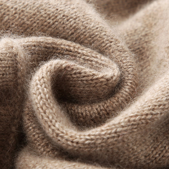 COMOBOCA 100% Cashmere Women's Knit Beanie with Ties