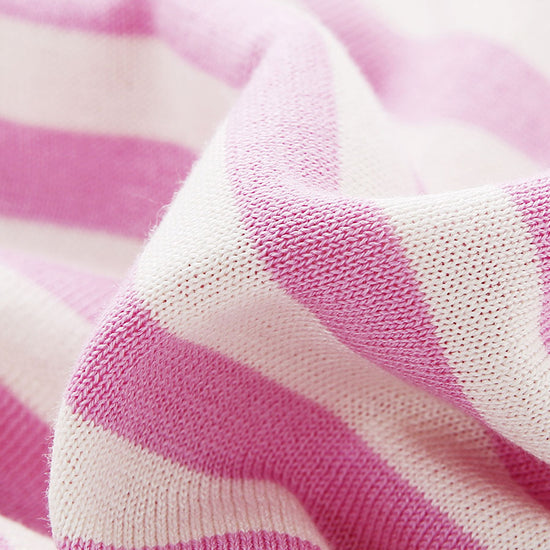 COMOBOCA Women's Striped Embroidered Pocket Knit T-Shirt