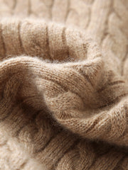 COMOBOCA 100% Cashmere Women's Cable Knit Hooded Cardigan