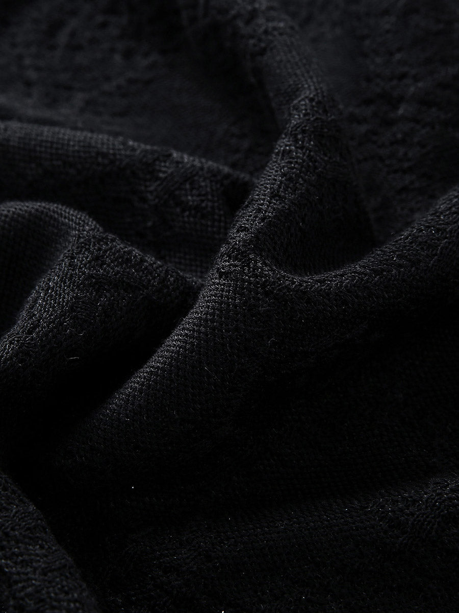 COMOBOCA Women's Textured Sheer Knit Round Neck Sweater