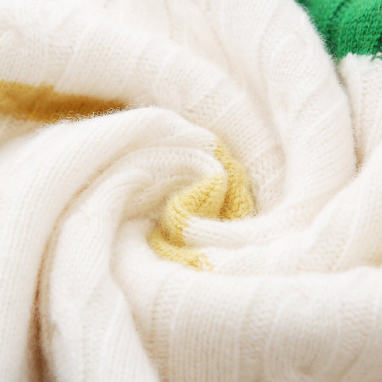 COMOBOCA 100% Wool Women's Colorful Striped Cable Knit Sweater