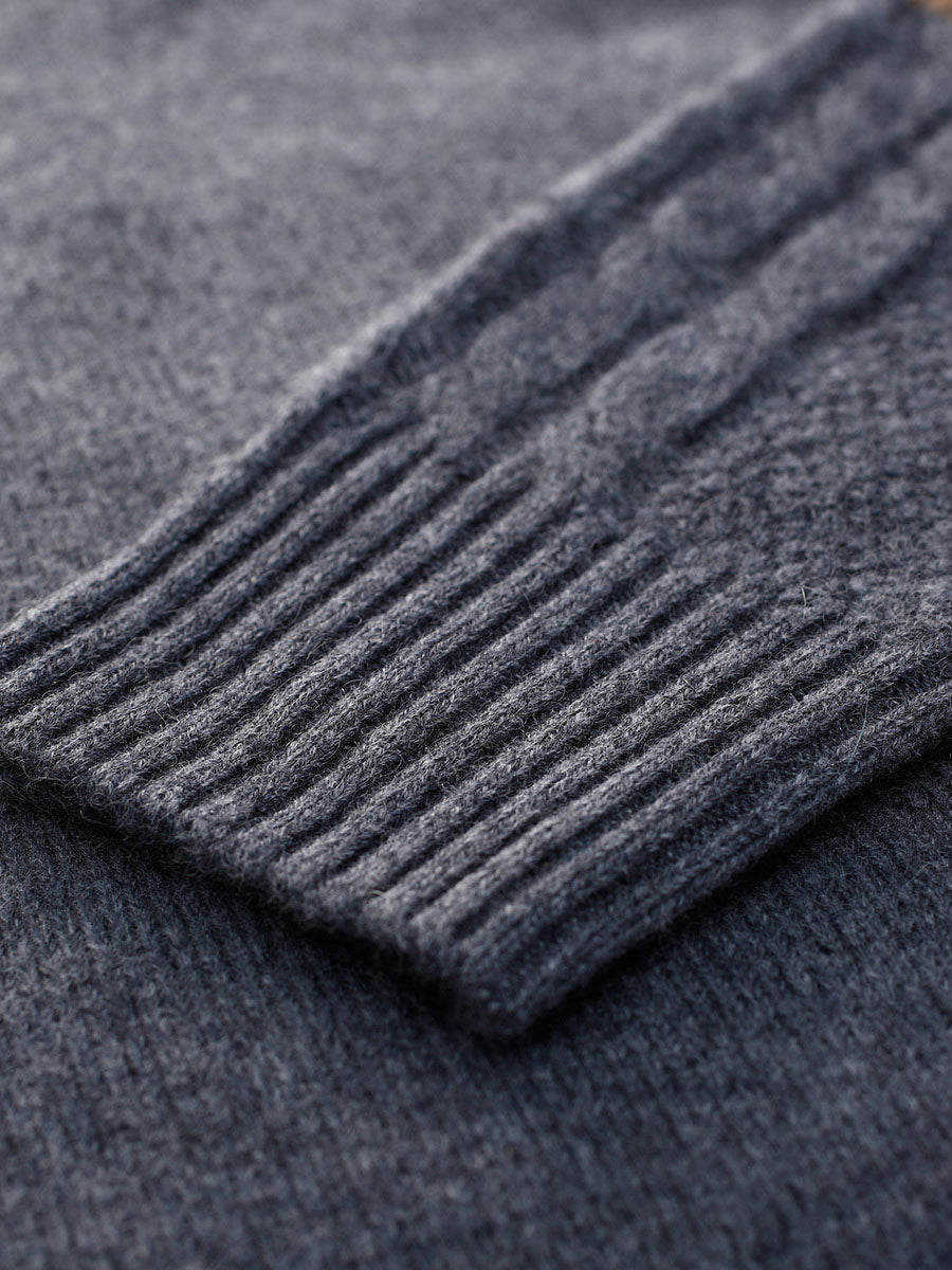 COMOBOCA 100% Cashmere Women's Cable Knit Color Block Sweater