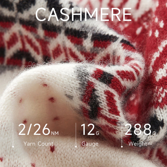 COMOBOCA 100% Cashmere Women's Fair Isle Reindeer Sweater