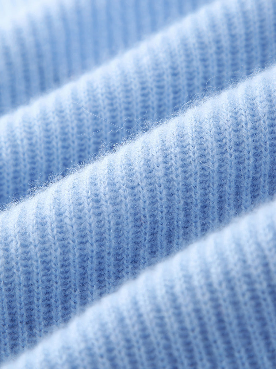 COMOBOCA 100% Cashmere Women's Faux Button Sweater with Lace Cuff