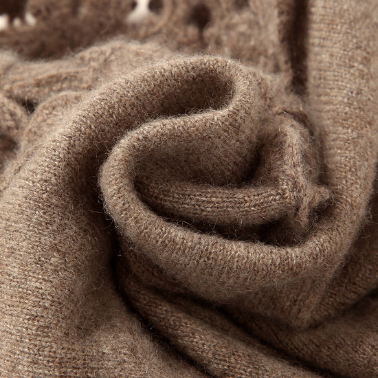 COMOBOCA 100% Cashmere Women's Floral Crochet Knit Beanie