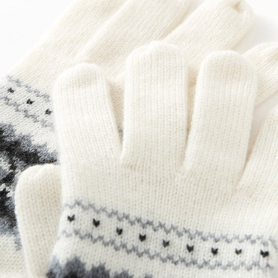 COMOBOCA 100% Cashmere Soft Knit Gloves with Nordic Design