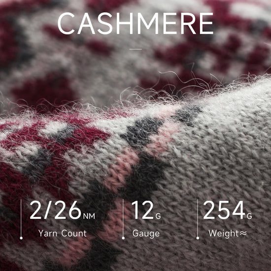 COMOBOCA 100% Cashmere Women's Fair Isle Round Neck Knit Sweater