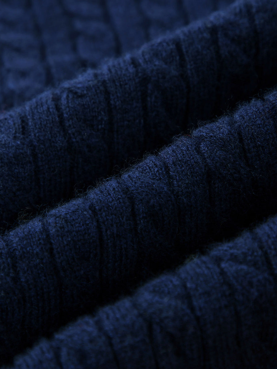 COMOBOCA 100% Wool Kids' Royal Embroidered Cable Knit Cardigan