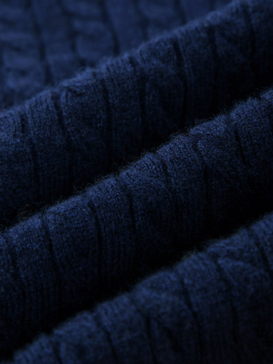 COMOBOCA 100% Wool Kids' Royal Embroidered Cable Knit Cardigan