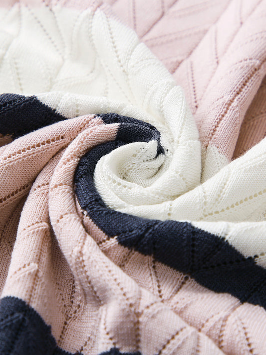 COMOBOCA Women's Striped Color Block Sweater