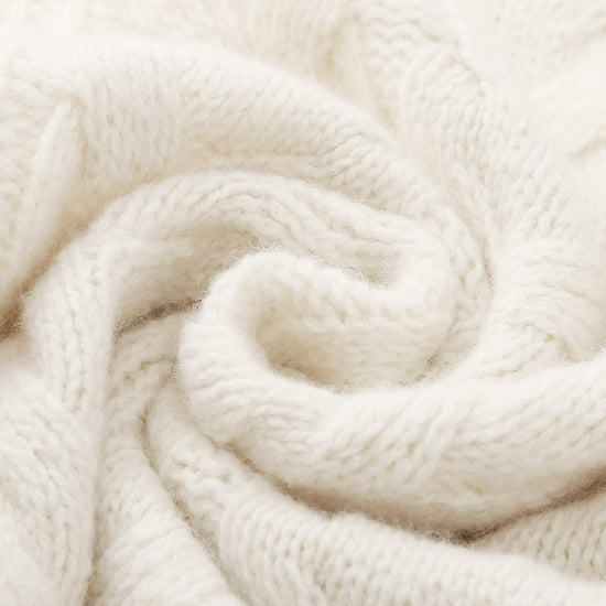 COMOBOCA 100% Wool Women's Cozy Cable Knit Sweater