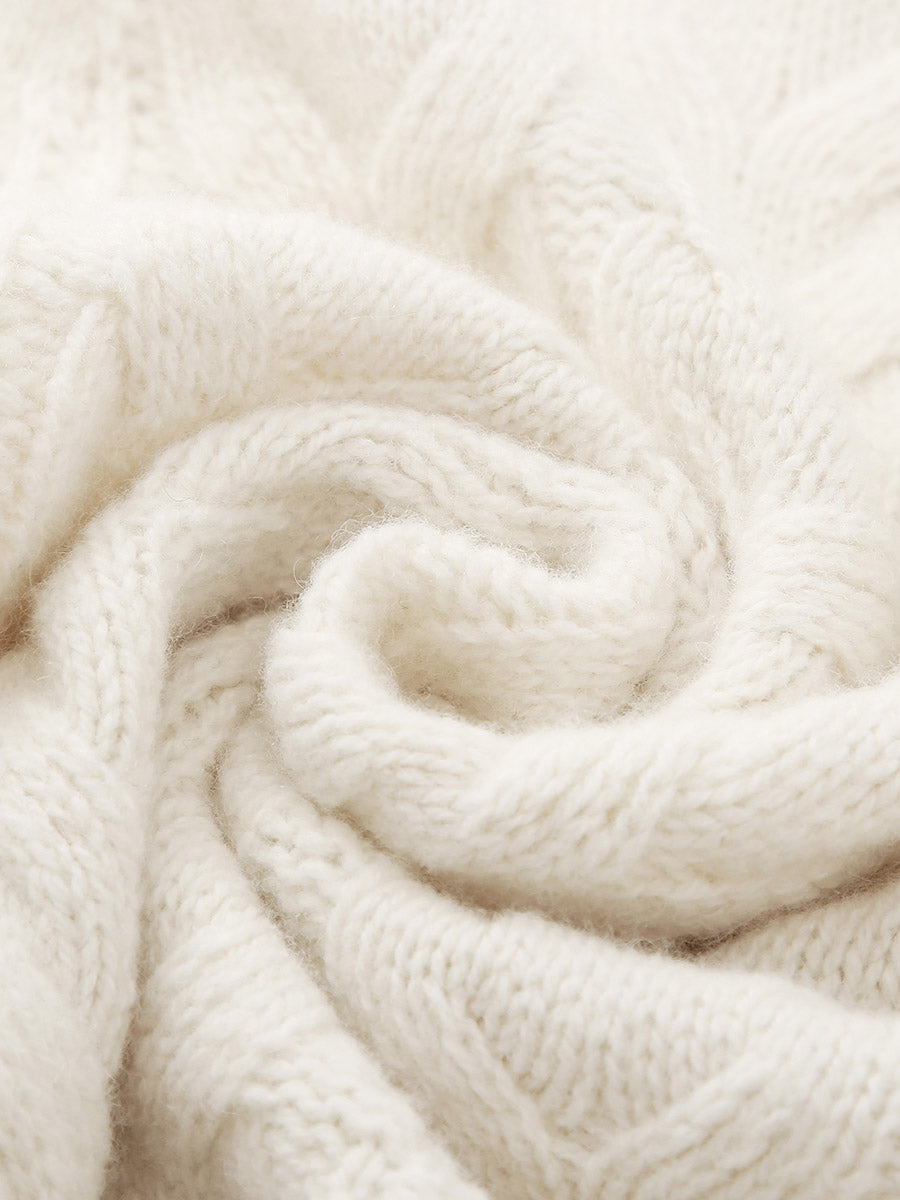 COMOBOCA 100% Wool Women's Cozy Cable Knit Sweater