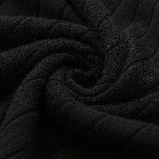 COMOBOCA 100% Wool Women's Ribbed Contrast Trim Sweater