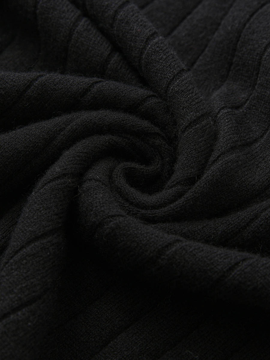 COMOBOCA 100% Wool Women's Ribbed Contrast Trim Sweater