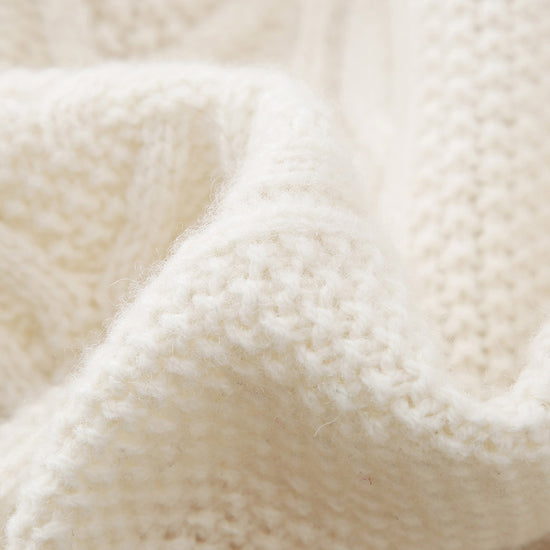 COMOBOCA 100% Wool Women's Cable Knit Button Cardigan