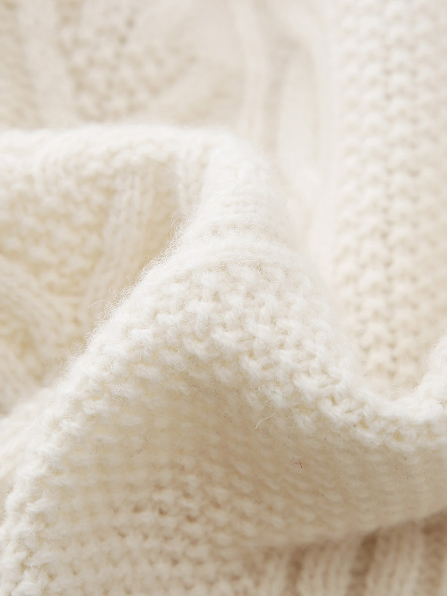 COMOBOCA 100% Wool Women's Cable Knit Button Cardigan