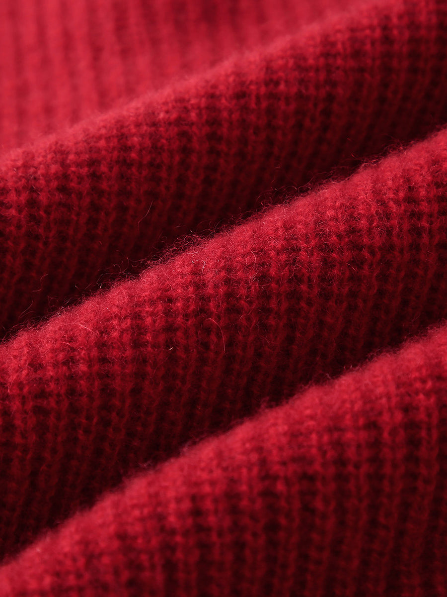 COMOBOCA 100% Cashmere Women's Button Neck Cable Knit Sweater