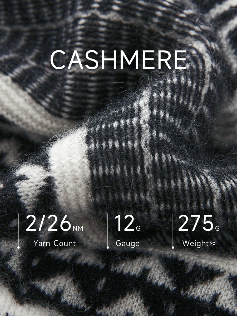 COMOBOCA 100% Cashmere Women's Fair Isle Round Neck Knit Sweater