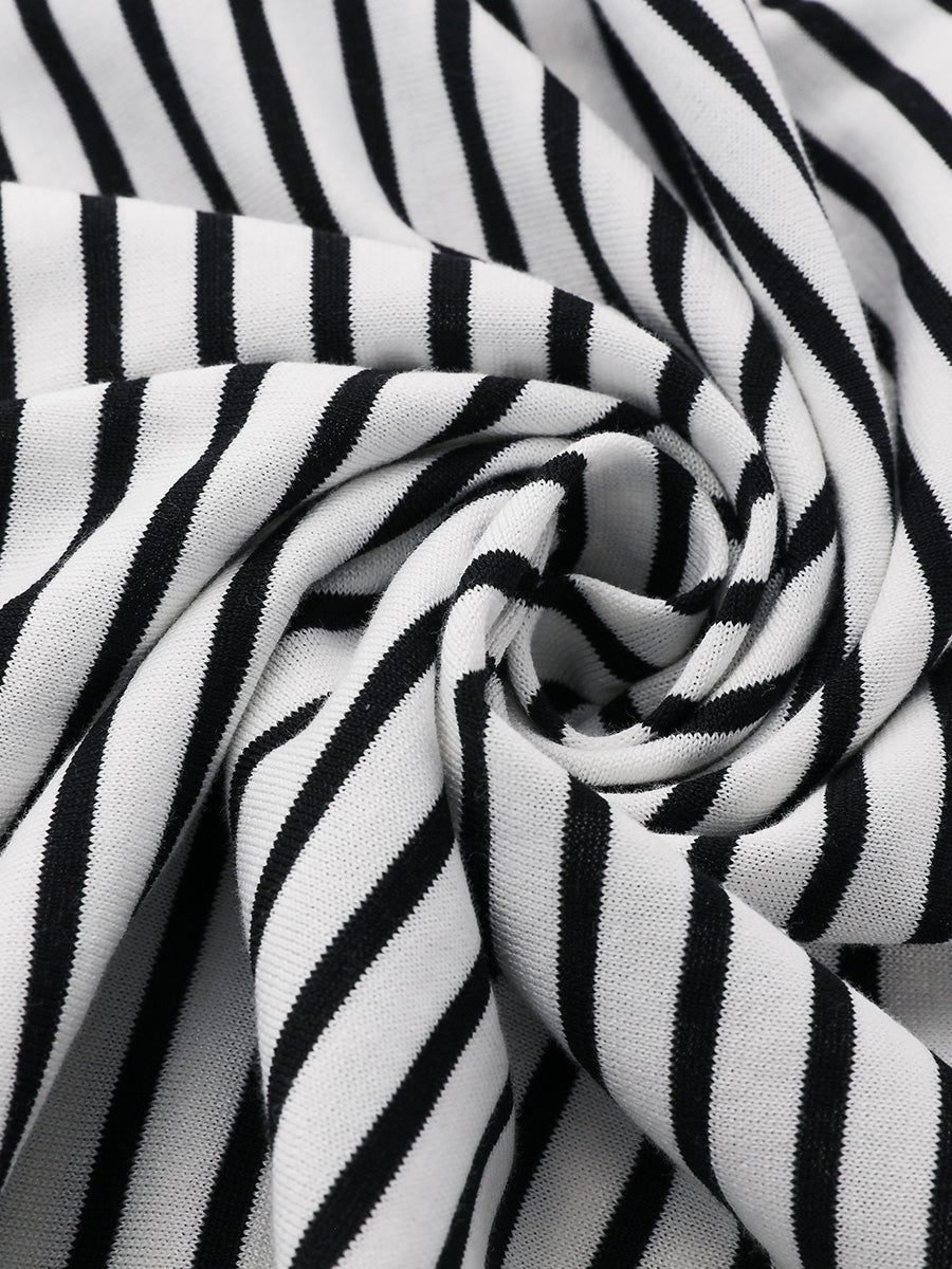 COMOBOCA Women's Striped Button Back T-Shirt