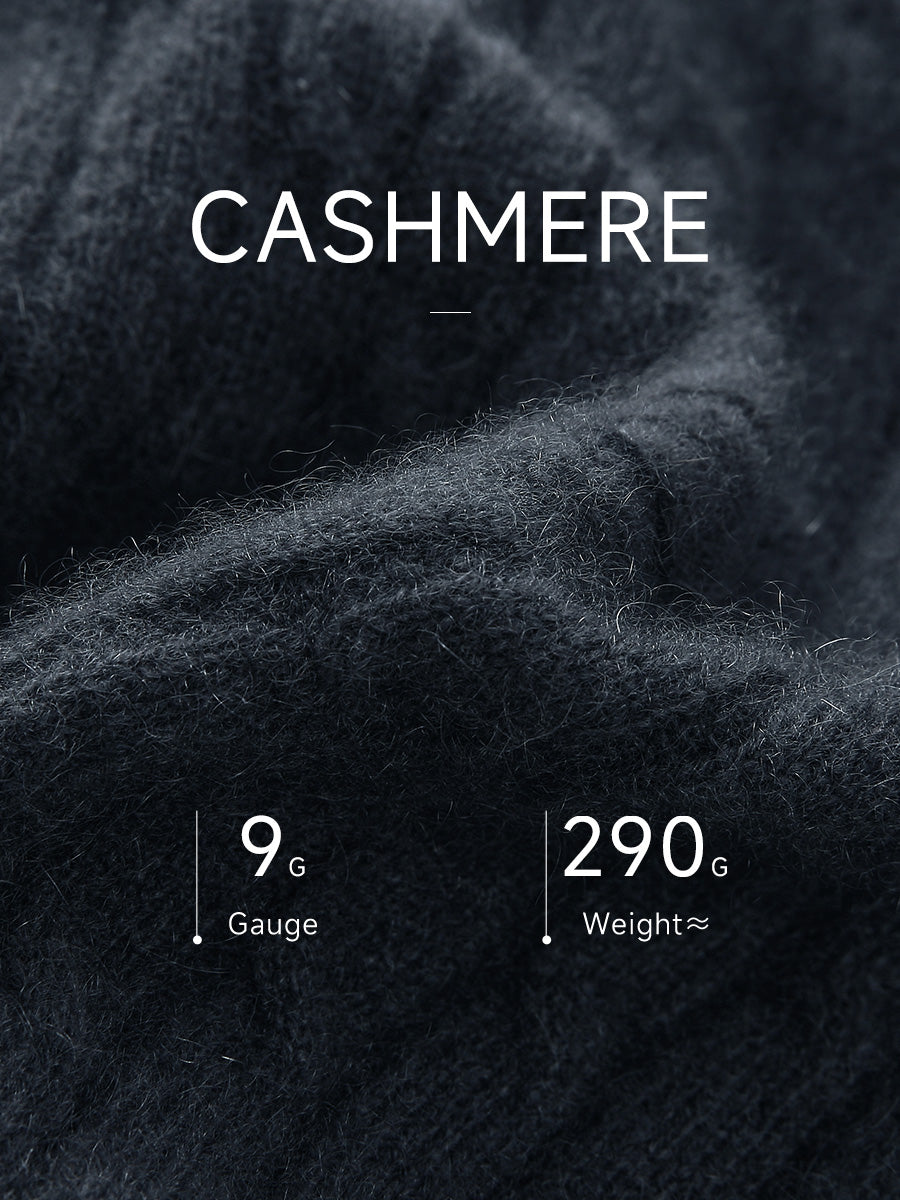 COMOBOCA 100% Cashmere Women's Cable Knit Polo Neck Sweater